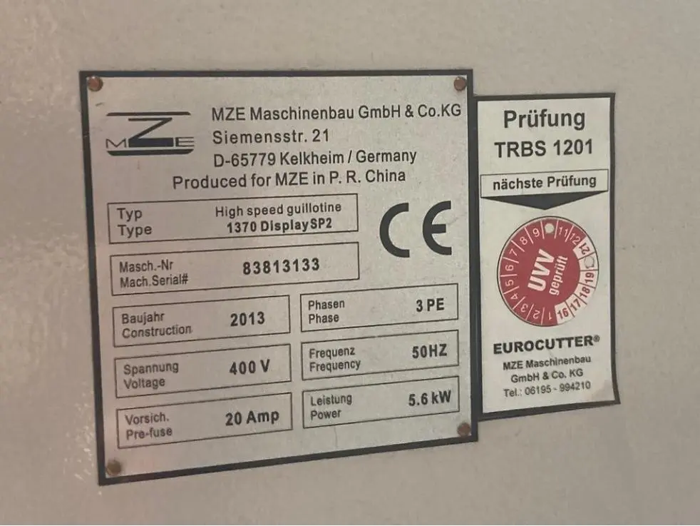 2013 - Eurocutter Paper Cutting (Guillotine) Machine  137 cm